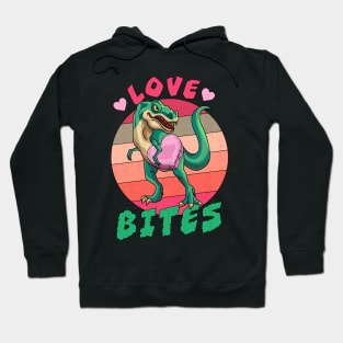 Love Bites Valentines Day Funny Kids Dinosaur Trex Lover Hoodie